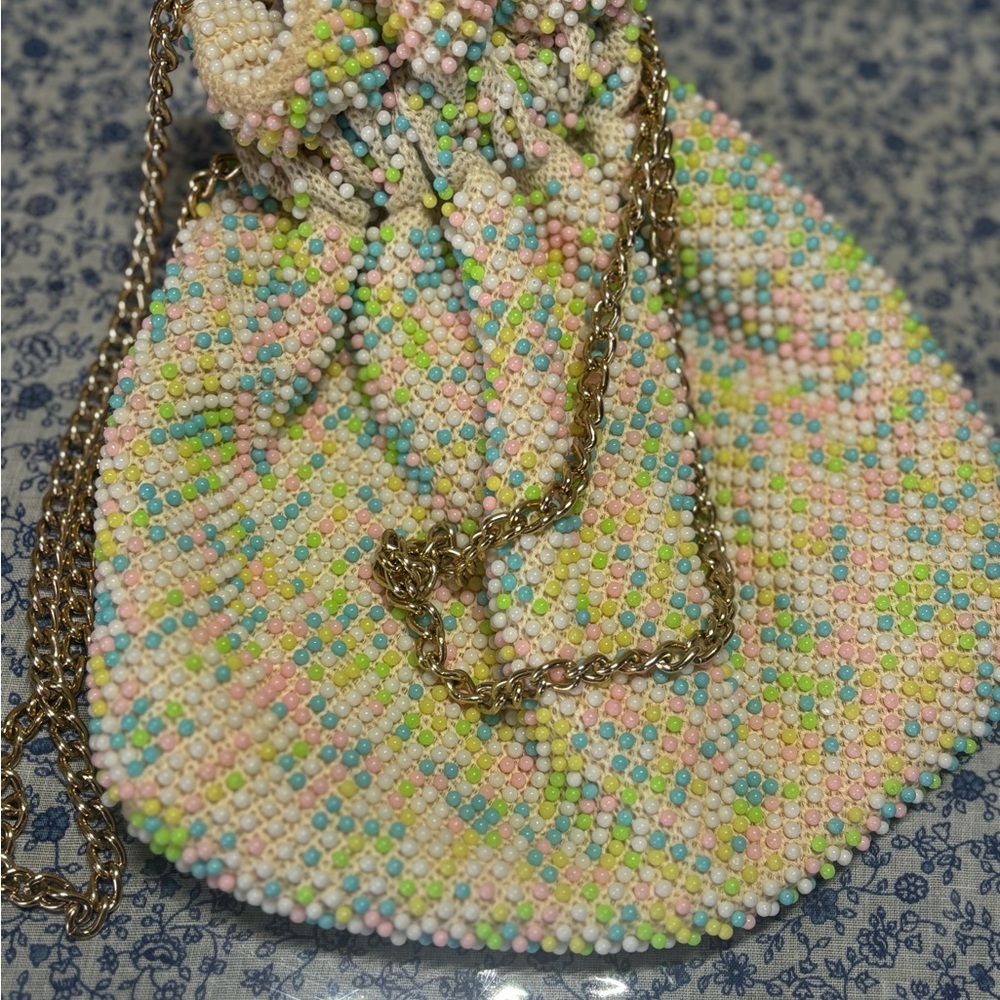 Multicolor Beaded Drawstring Bag - image 1